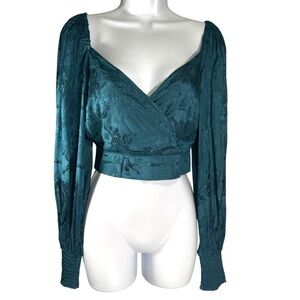 Elegant Teal Wrap Top